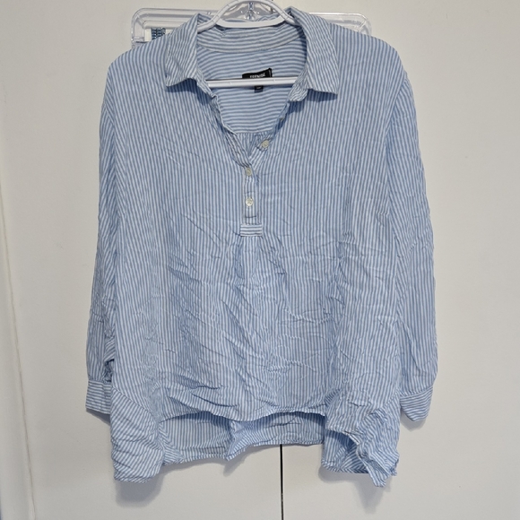 Premise Light Blue Striped Casual Shirt - Picture 1 of 8